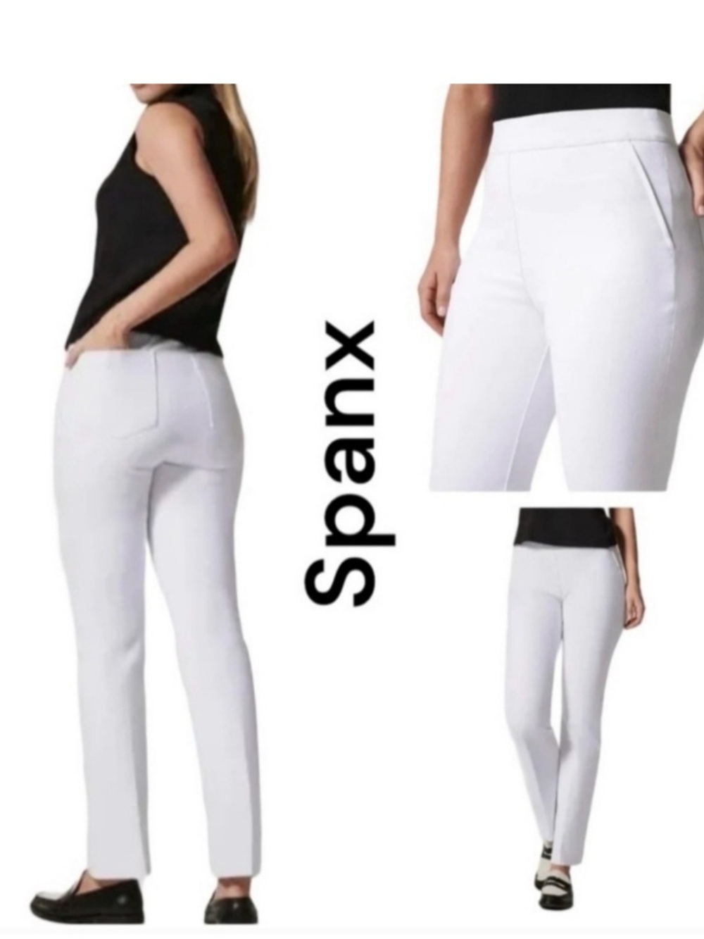 Spanx On-The-Go Slim Straight Pants - White - Sz L